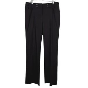 Veronika Maine Black Wool Blend Wide Leg High Rise Dress Pants Trousers Size 16